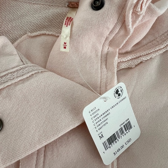 NWT Free People Ellie Sweatshirt - color Strawberry Cream Combo, size M - Picture 5 of 8